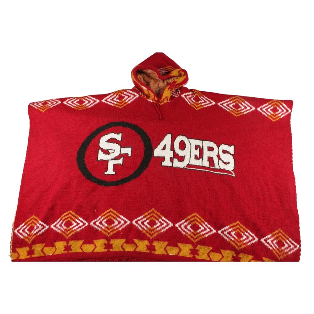 Vintage 49ers Hooded‎ Poncho XL Wool Blend Baja Blanket NFL Football Unisex